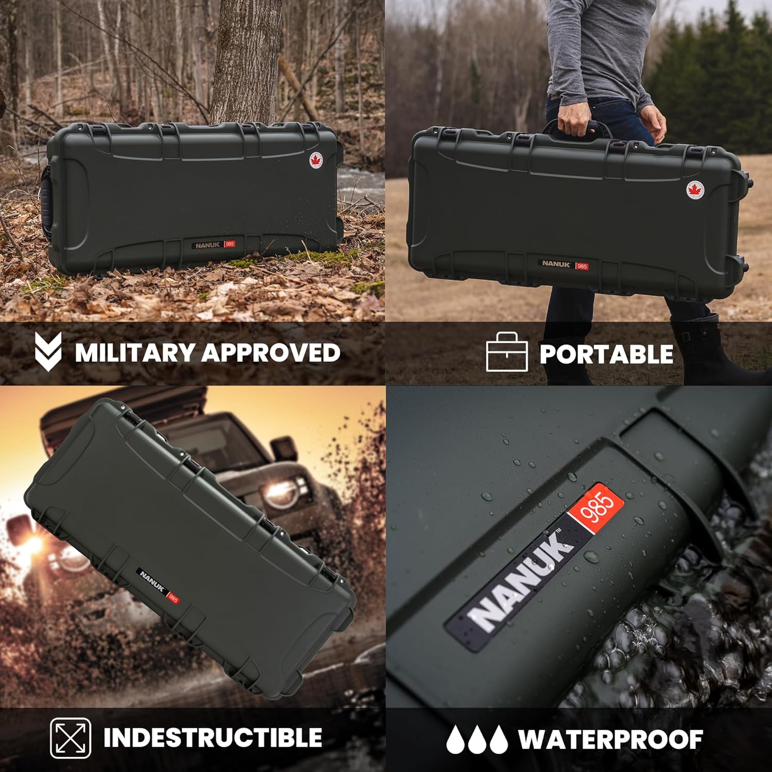 NANUK Hard Case with Wheels - 40" to 47" Long, Custom Fit Foam Insert, IP67 Waterproof & Crushproof, Rugged Construction for Ultimate Protection, Made in Canada