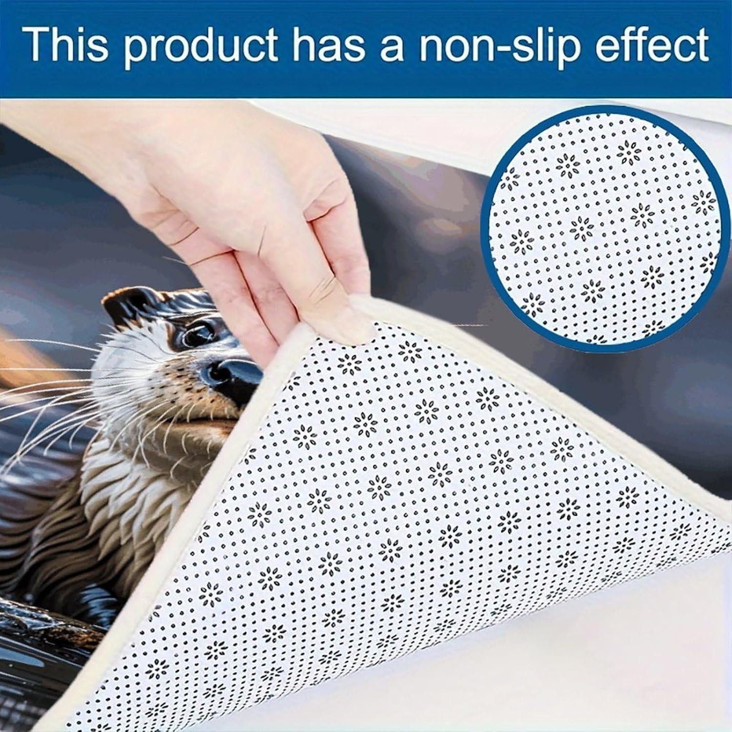 Otters Kitchen Mats Soft Absorbent Rugs for Floor Non Slip Washable Kitchen Mats Fashion Rectangular Rugs for Three-Piece Set for Laundry Office Home Sink