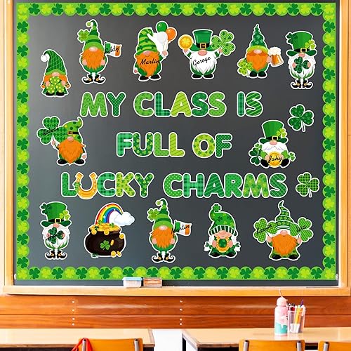 Miniatura 4 de 64 piezas de decoración de tablón de anuncios del día de San Patricio, tablero de anuncios del día de San Patricio, borde de tablón de anuncios de
