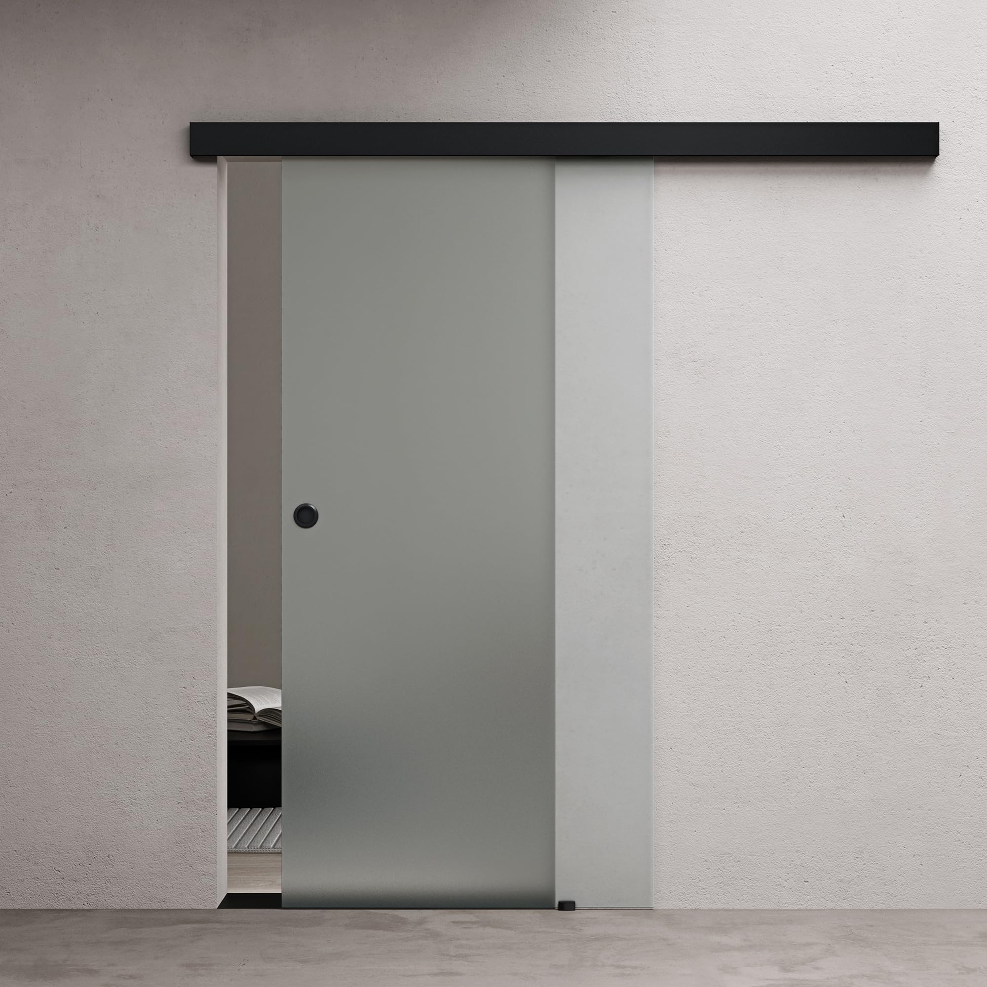 doporro Glasschiebetür Komplettset Softclose 90x215cm ESG Vollsatiniert