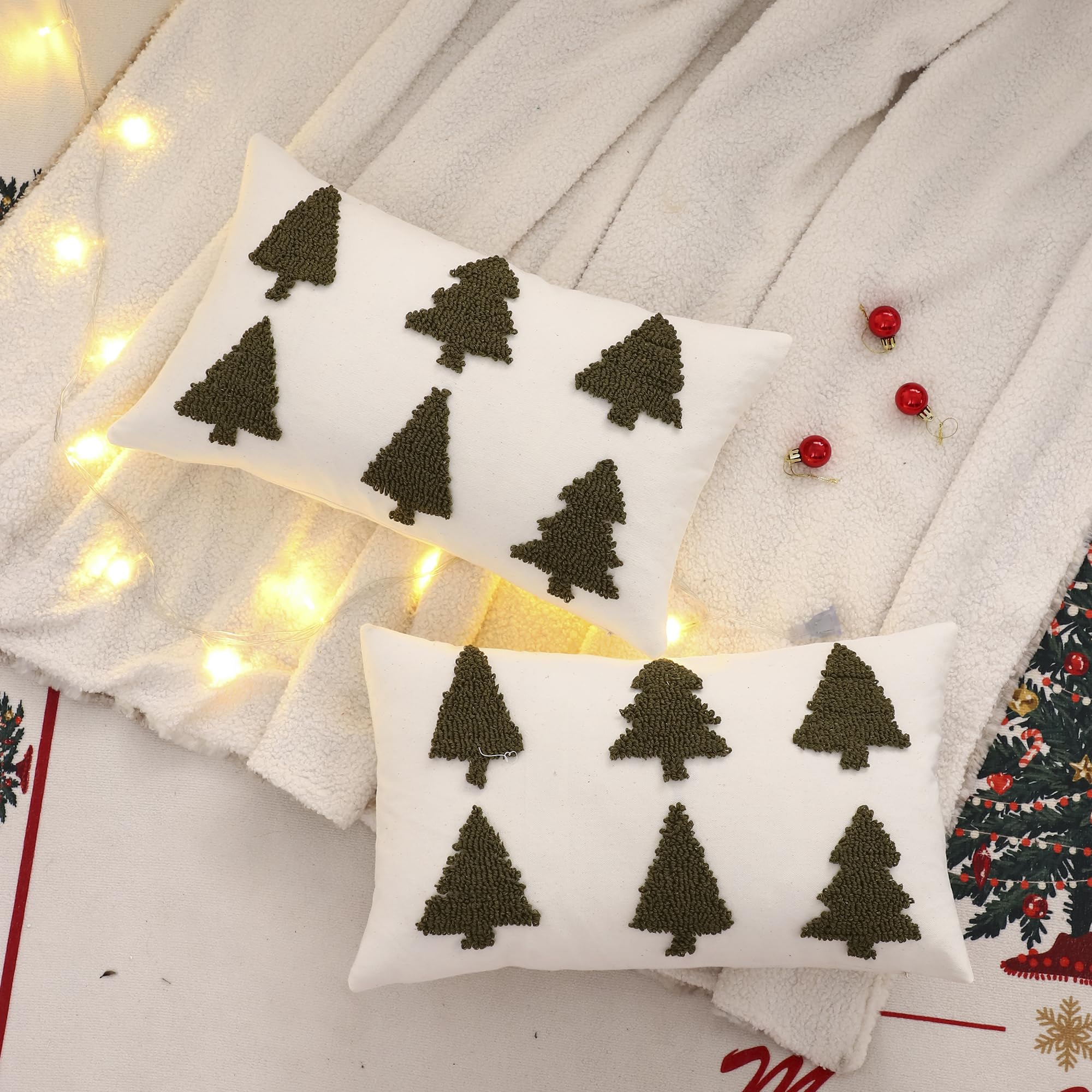 Tosleo Christmas Embroidered Pillow Covers 12 x 20 Inch Set of 2 - Image 3