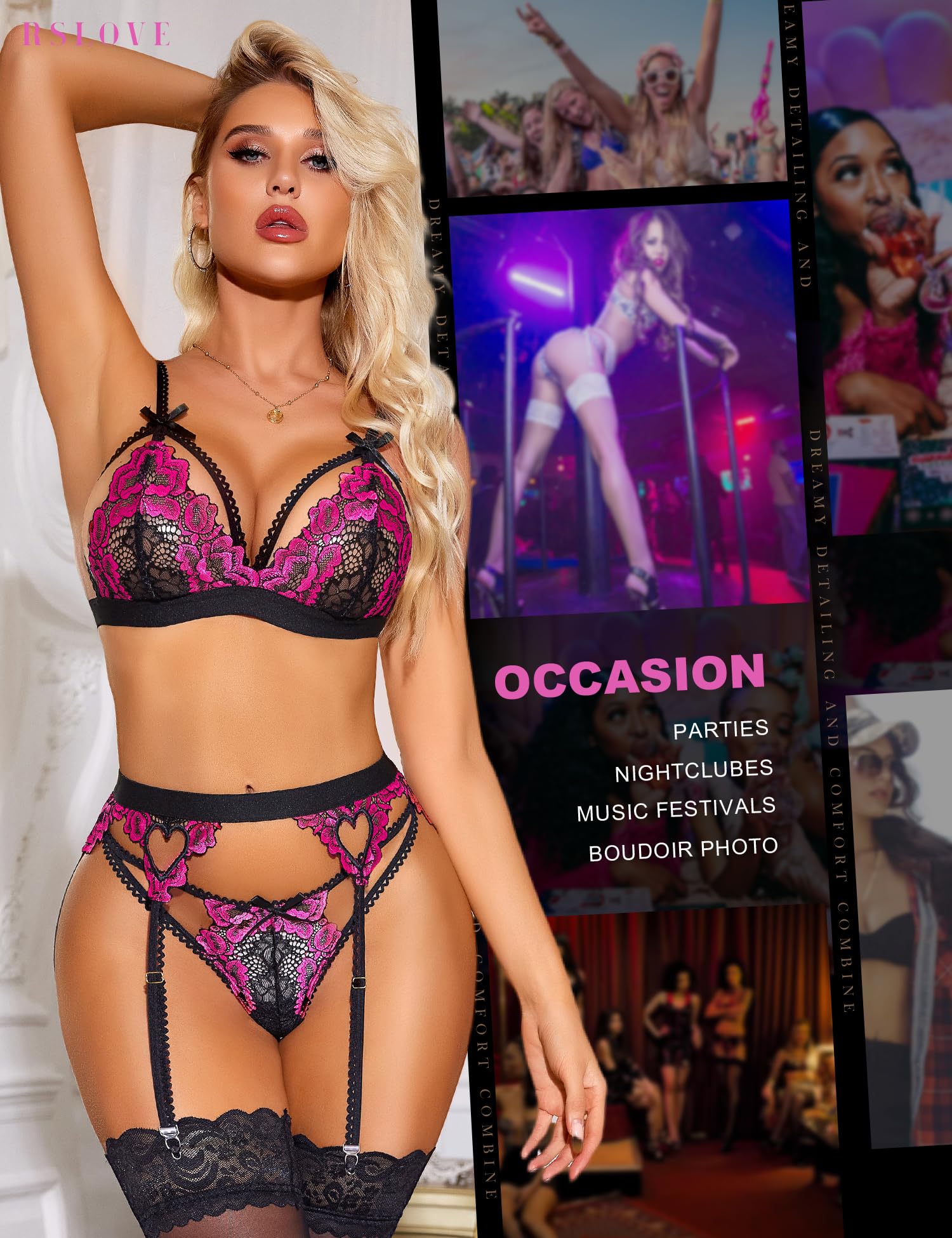 Damen Spitzen-Strumpfband-Dessous-Set