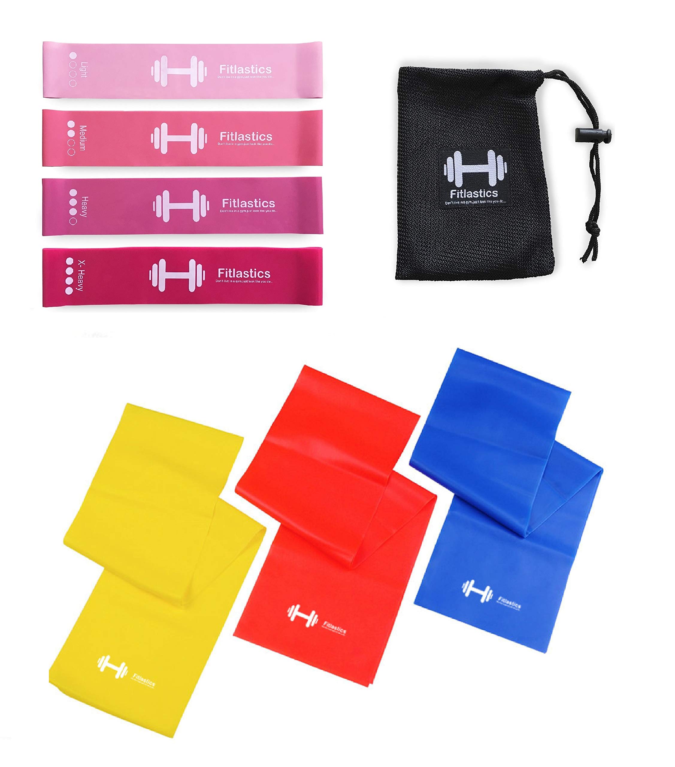Fitlastics Resistance Loop Bands Set for Squats, Stretching, Strength Training Exercises, HIPS & Glutes Heavy Workouts for Men & Women
