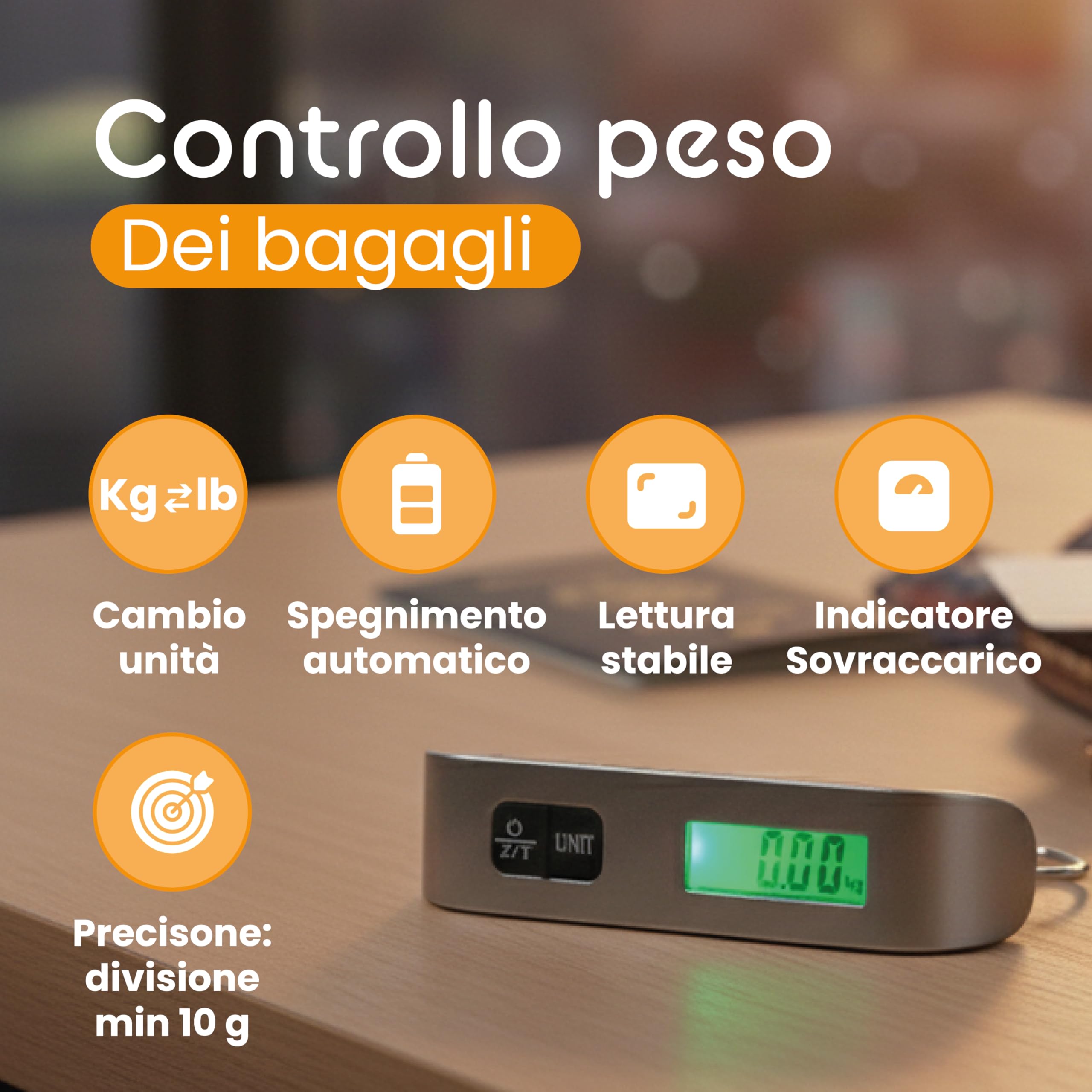 Generico Pesa Valigia Digitale 50kg – Bilancia Pesa Bagagli da Viaggio con Gancio in Acciaio e Display Re… — immagine 5 di 15