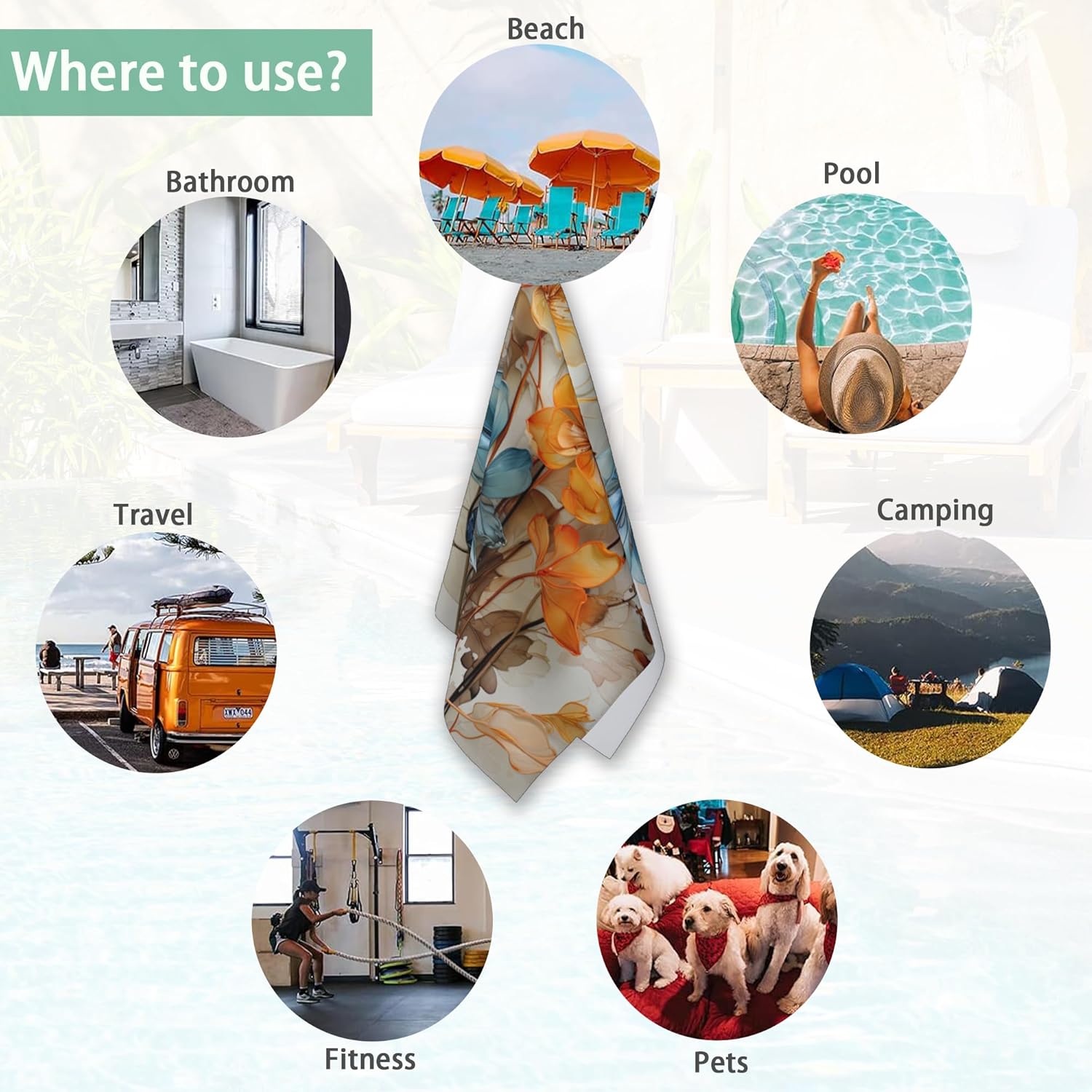 Colorful Abstract Teal Flower Cotton Towels - Set of 2 Soft Kitchen & Bathroom Hand Towels - 14"X28" - Image 7