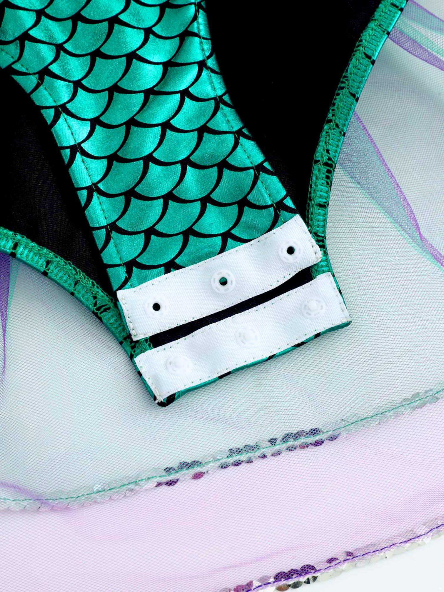 TiaoBug Maillot Brillante De Gimnasia Niña Vestido Princesa Con Estampado De Escamas De Pez Mono De Gimnasia