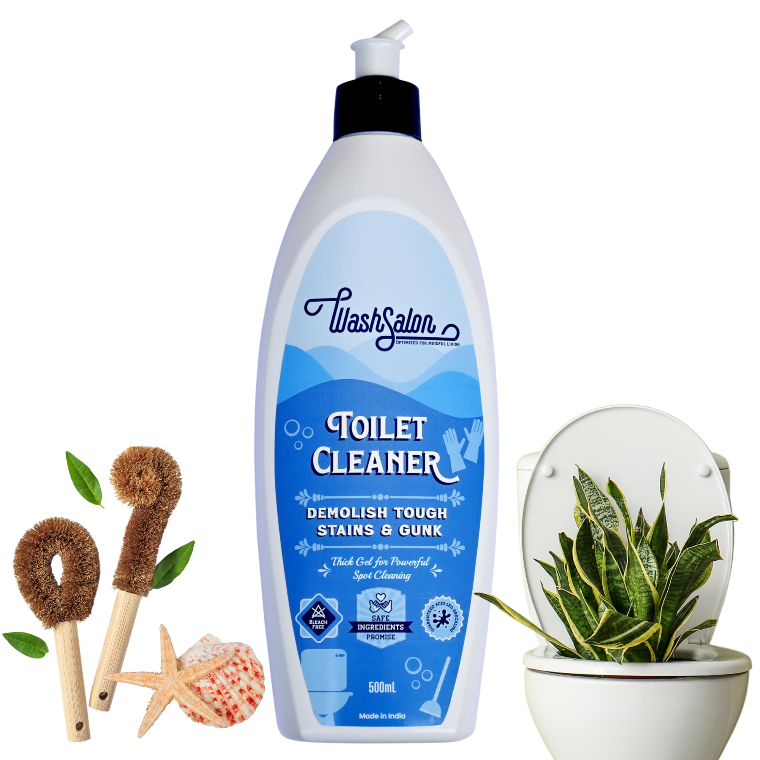 WashSalon Toilet Cleaner Liquid | 500 ML | Thick gel formula for Spot Cleaning | Demolishes Tough Stains & Limescale | Disinfectant & Deodorizer | Bleach Free | No added colors/dyes & fragrance (B0CSPPLYYK) Amazon Price History, Amazon Price Tracker