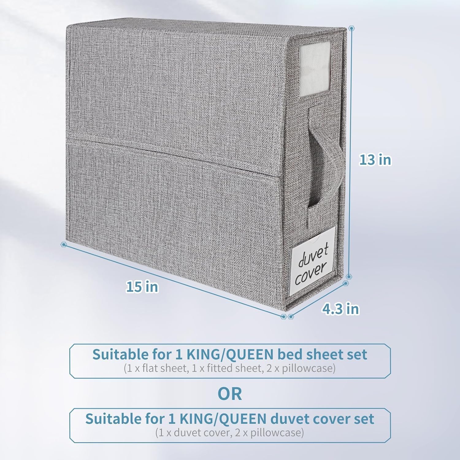 Parts South Organizer per lenzuola, set di biancheria da letto, per letto king size, queen size, set di lenzuola doppie, pieghevole, organizer per biancheria da letto, 4 pezzi, marrone chiaro