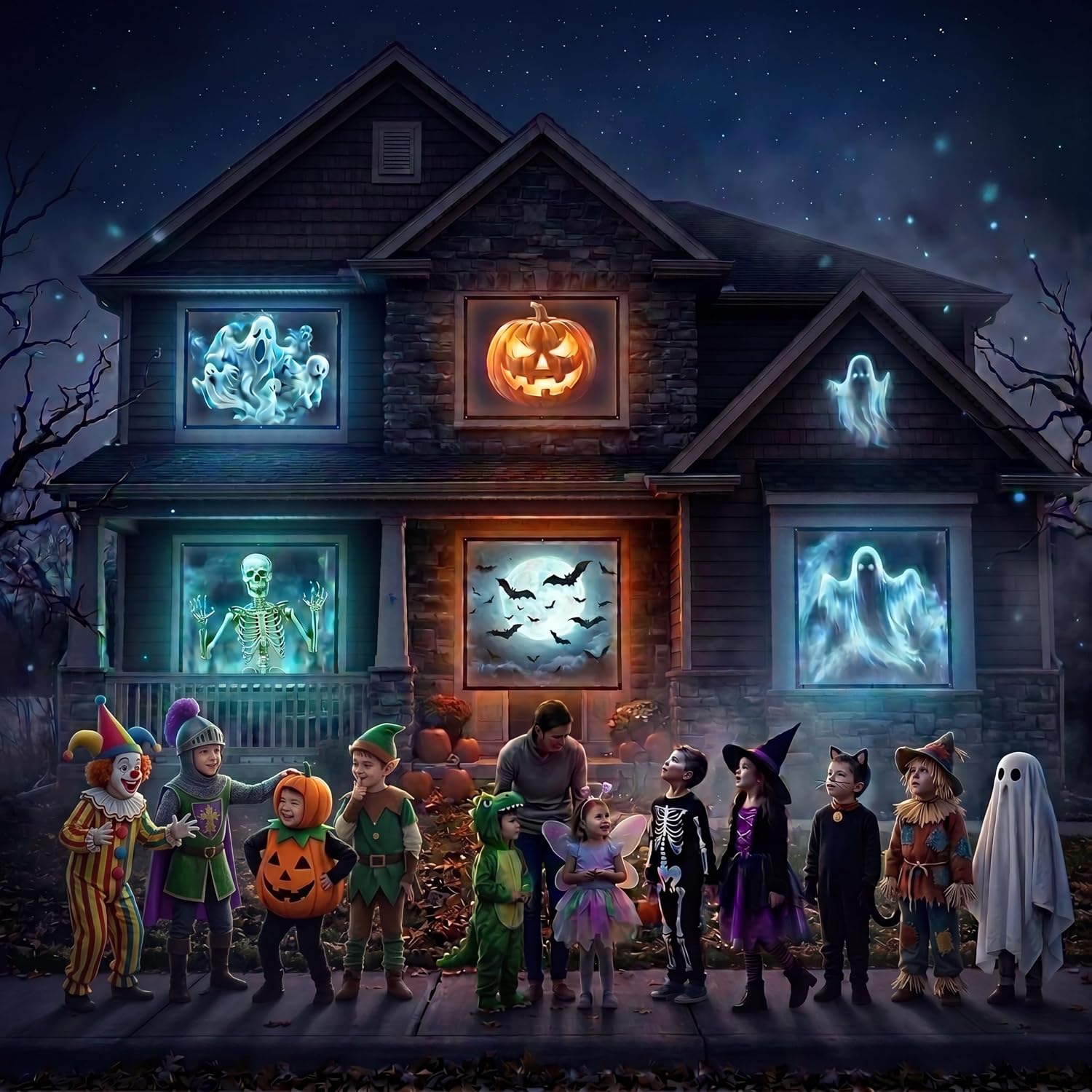 Holographic Rear Projection Screen Foldable and Portable Double Sided for Indoor Halloween Decorations, with Hang Mounting (120)