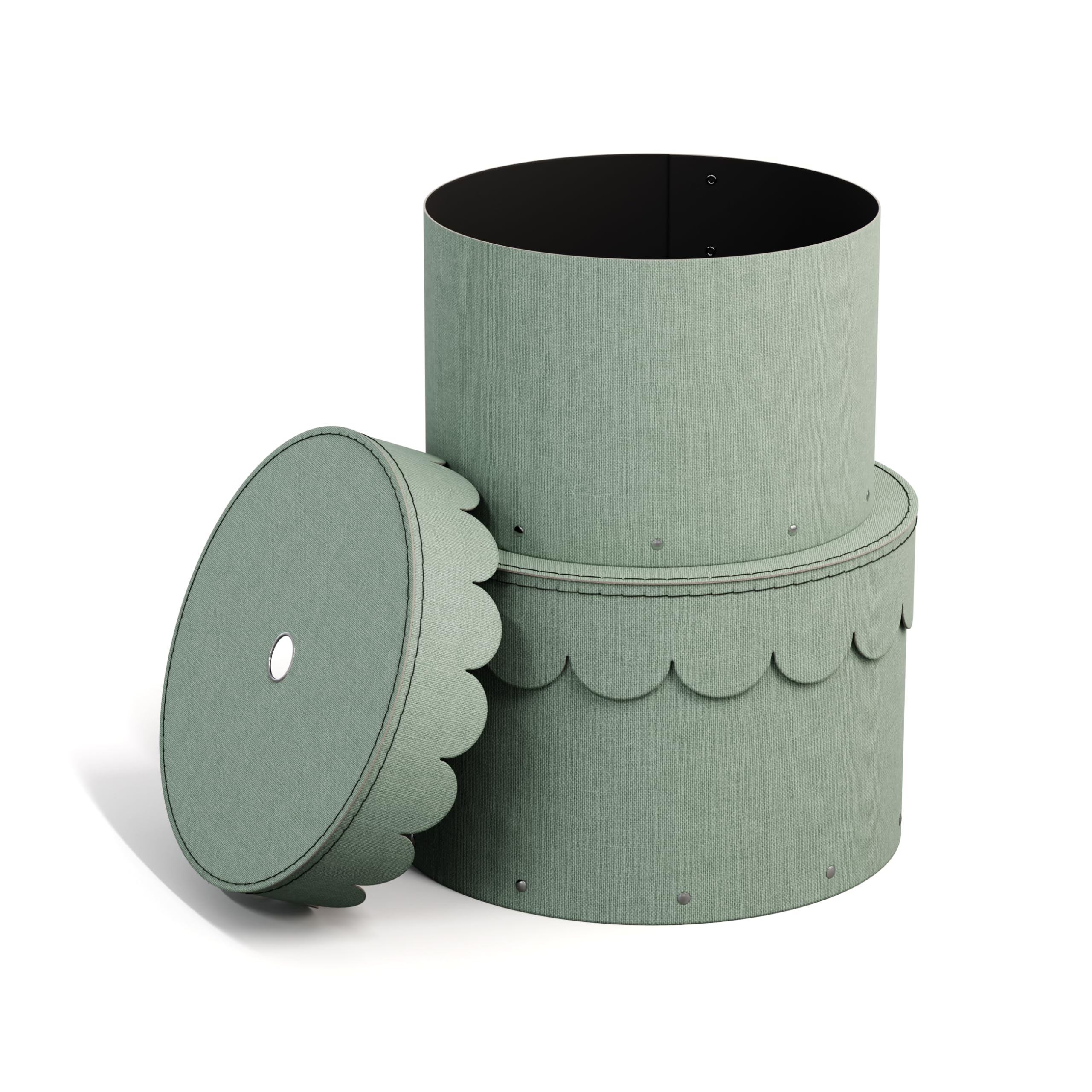 Bigso Box of Sweden WILMA Set di 2 contenitori rotondi con coperchio – Scatola portaoggetti con coperchio per vestiti, giocattoli, ecc. – Scatola rotonda decorativa in fibra e carta effetto lino,