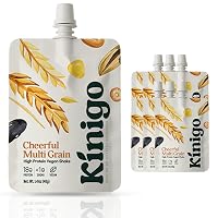 kinigo vegan high protein powder for meal replacement shake with Korean drinks flavor misugaru, matcha, and chocolate - great for plant protein shakes, breakfast drink 7 POUCHES (Cheerful Multigrain)