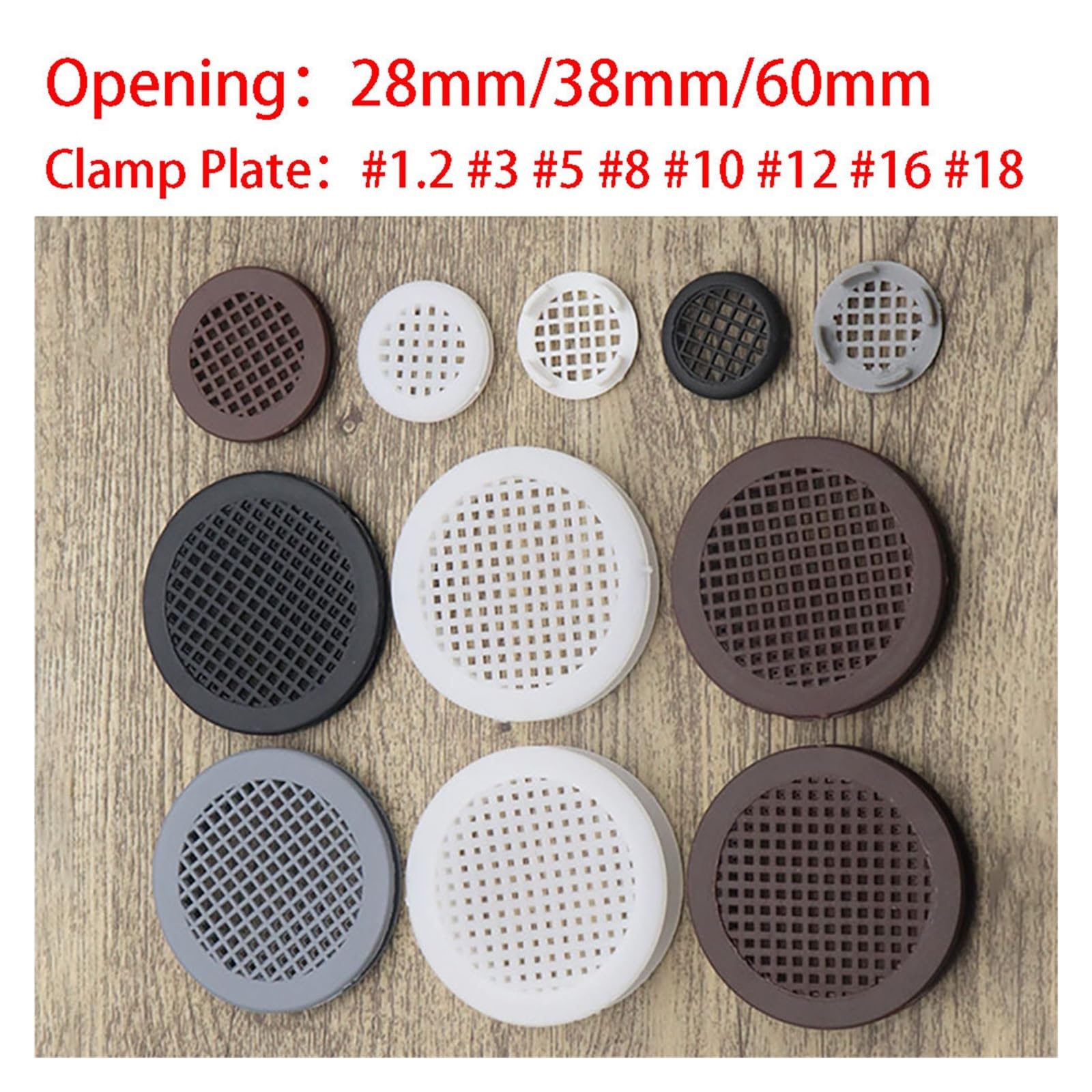 Lüftungsgitter 10 Stück 3 mm-18 mm Kunststoff rund