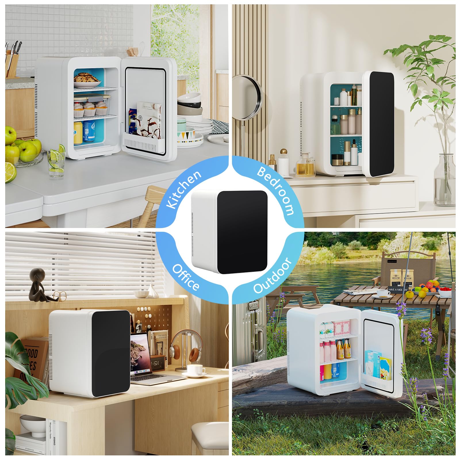 ARTETHYS Mini Fridge for Bedrooms 20L Small Car Fridge Mini Refrigerator with System Cooler and Warmer for Home Office, 220V AC/12V DC, Black — view 7