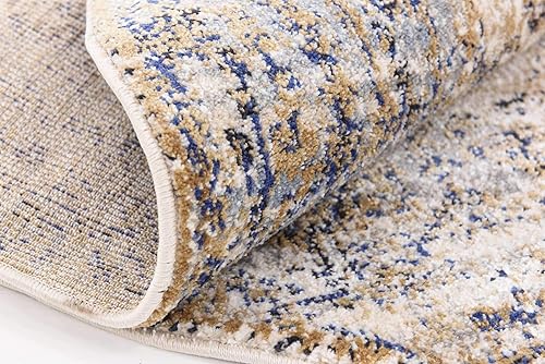 Miniatura 15 de Unique Loom Augustus Collection - Alfombra bohemia tradicional, geométrica, vintage, 5 pies 0 pulgadas x 5 pies 0 pulgadas, marfilazul