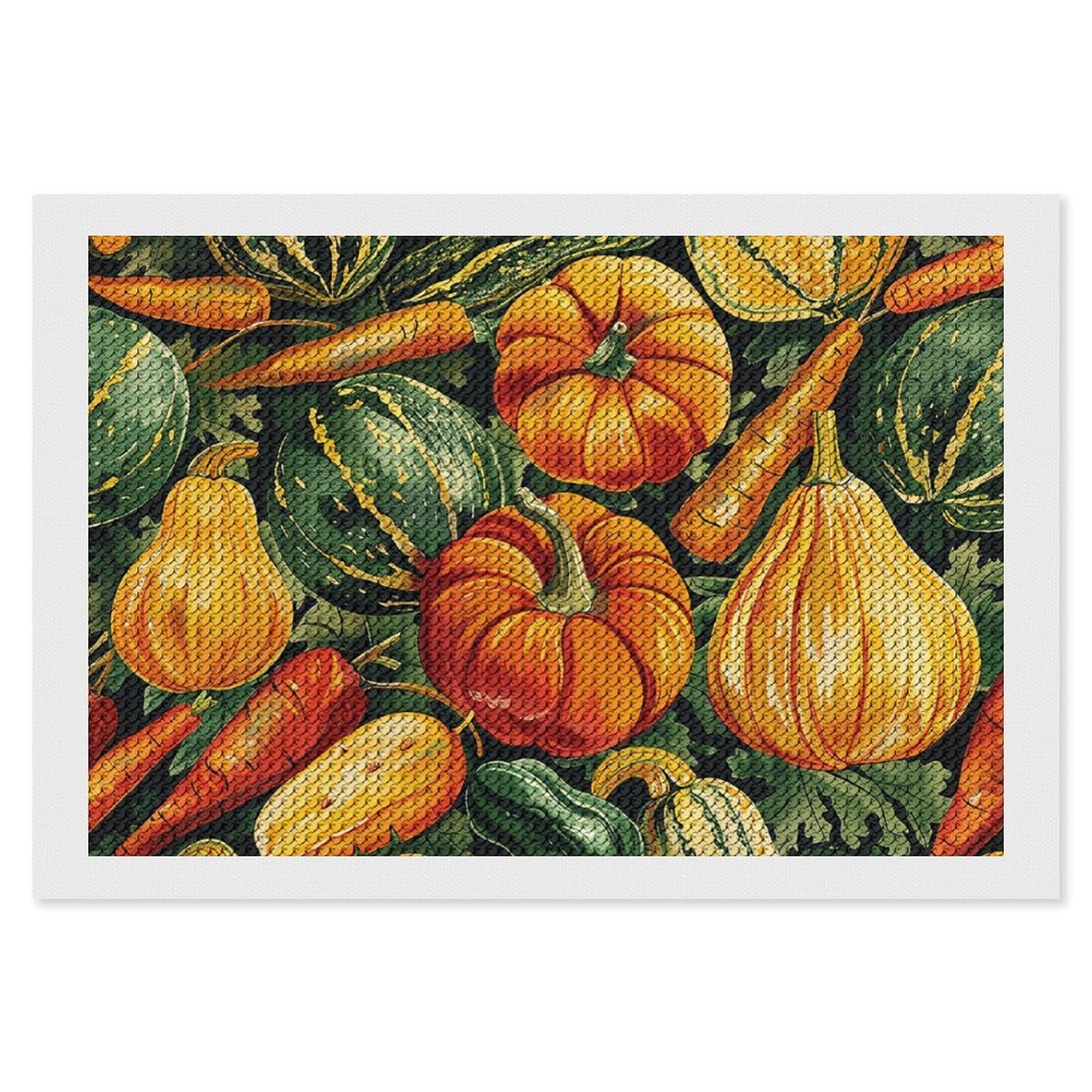 NONHAI Diamond Painting Kits for Adults - DIY Diamond Art Kits for Beginners - Full 5D Paint Drill Diamond Dots Paintings- Pumpkin and Carrot Diamonds Pictures Gem Art and Craft Wall Decor 8"x12"