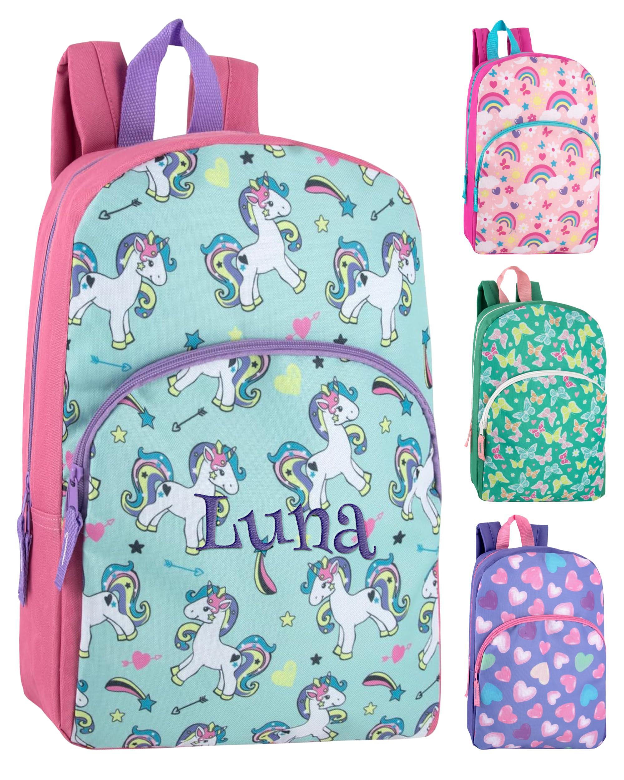 Printualist Custom Name Kids Backpack – Personalized Embroidered Lightweight Everyday Backpack for Preschool or Kindergarten - Unicorn