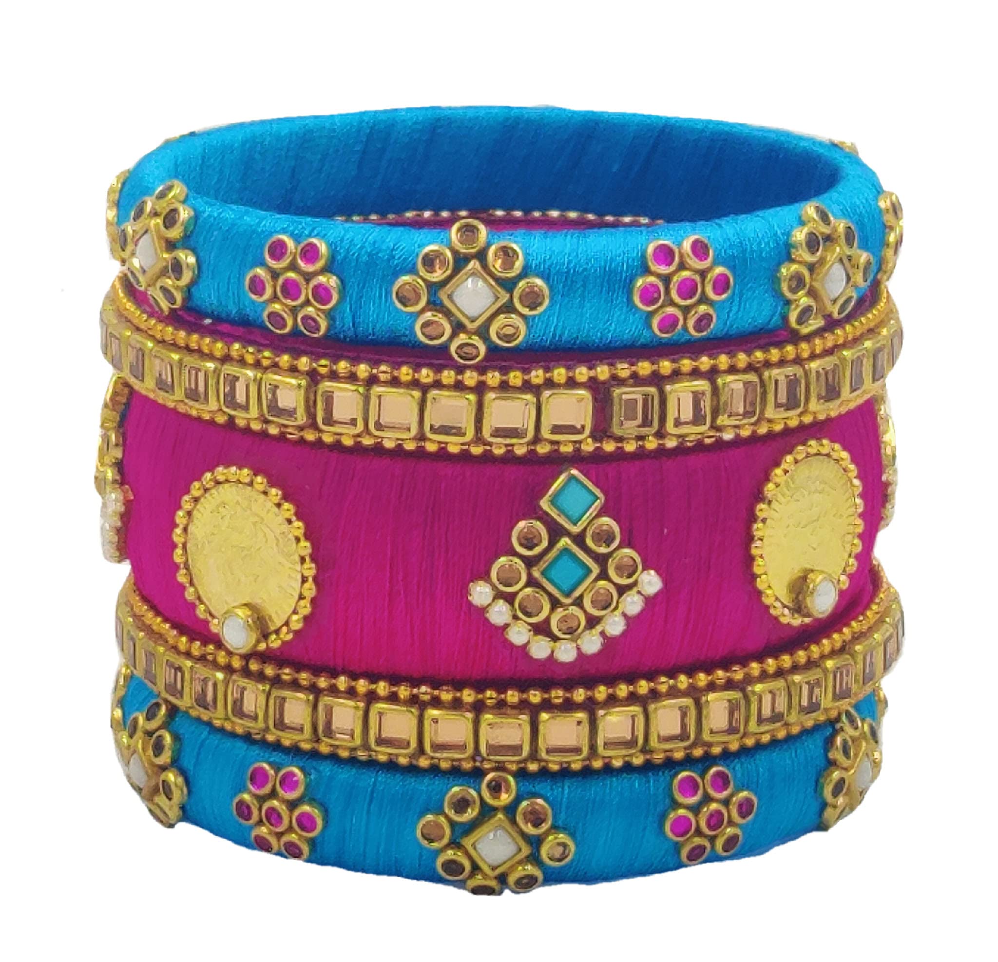 Yaalz SILK THREAD KUNDAN STONE COIN WORK FESTIVAL WEAR BANGLE SET (B0976PBZ73) Amazon Price History, Amazon Price Tracker
