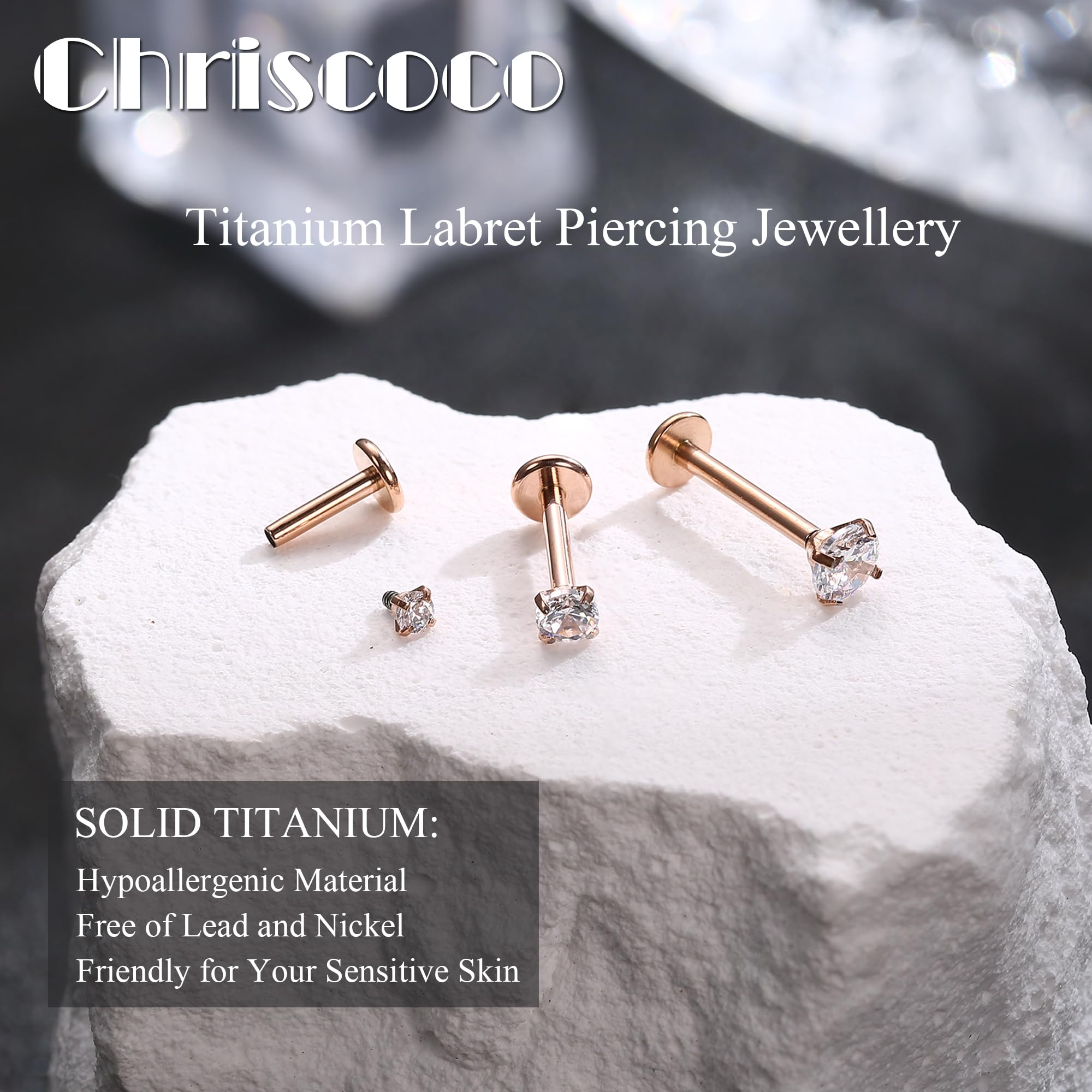 G23 Titan Tragus Helix Labret Piercing Nasenstecker 6/8/10MM