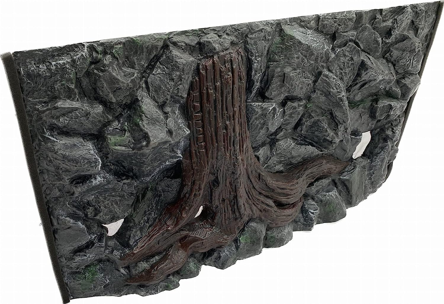 PLASTIKO - Acquario Sfondo 3D I 80x40 cm I Facile da Montare e Pulire I Non Richiede Colla I Sicuro per Gli Animali I Grigio con Il Modello di radice ad Albero