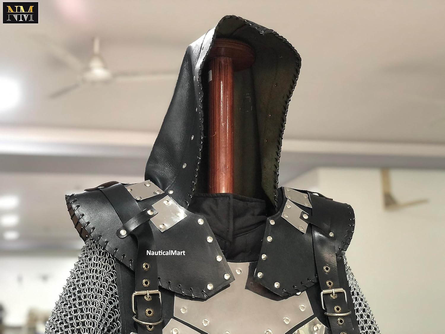 Medieval Leather Breastplate with Hood | Cosplay & LARP Costume | Viking Chest Armour | Adjustable Straps | Unisex Knight Armor for Renaissance Fairs & Fantasy Events
