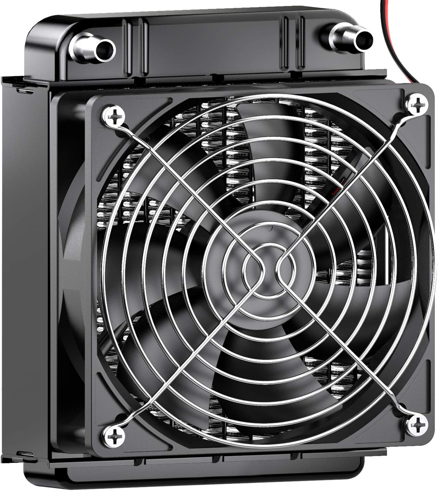 Clyxgs Water Cooling Radiator, 8 Pipe Aluminum Heat Exchanger Radiator with Fan for PC CPU Computer Water Cool System DC12V 80mm Black