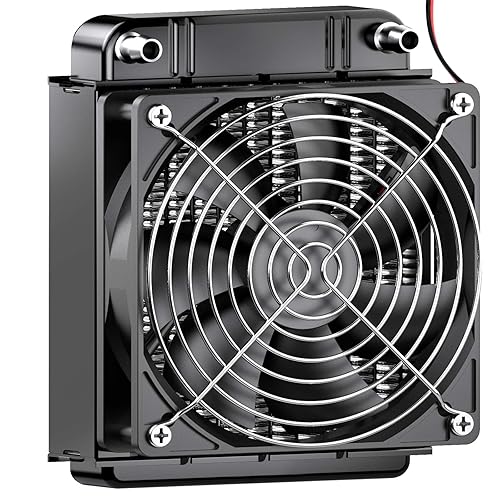 Miniatura 9 de Clyxgs Radiador de refrigeración por agua, radiador intercambiador de calor de aluminio de 12 tubos con ventilador para PC, CPU, computadora,