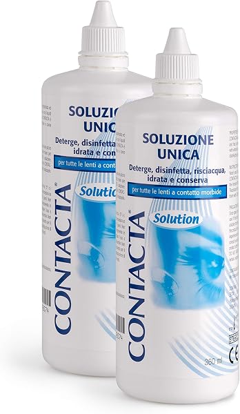 Contacta, Solution, Soluzione Unica per Lenti a Contatto, Favorisce Idratazione delle Lenti a Contatto, Deterge, Rinfresca e Idrata, 2x360 ml - 1