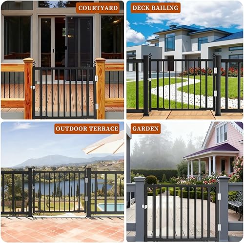 Miniatura 7 de Puerta de valla de cubierta resistente al aire libre, no requiere cortes, mejorada y ajustable de 37.4 a 49.2 pulgadas de ancho x 37 pulgadas de