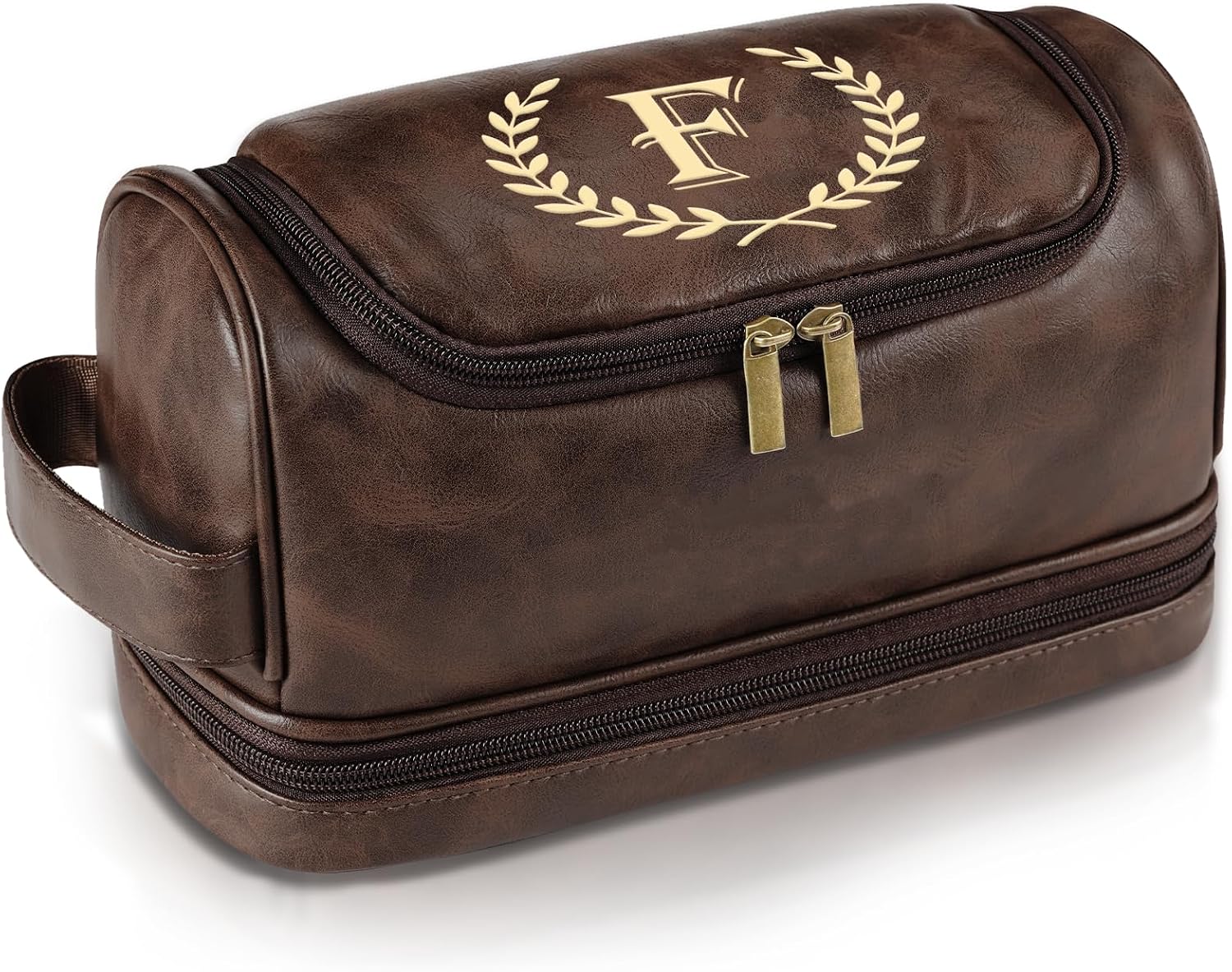 Personalized Toiletry Bag for Men Gifts, Birthday Gifts for Him Dad Husband Brother Boyfriend Groomsmen, Customized Leather Initial Travel Shaving Bag, Gifts for Father's Day Anniversary Christmas