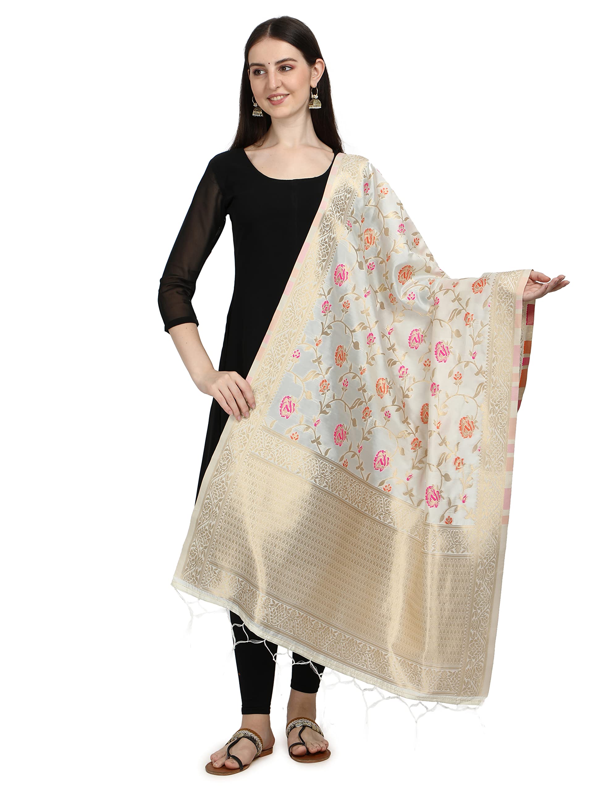 DEVANGIDEVANGI Floral Silk Blend Dupatta