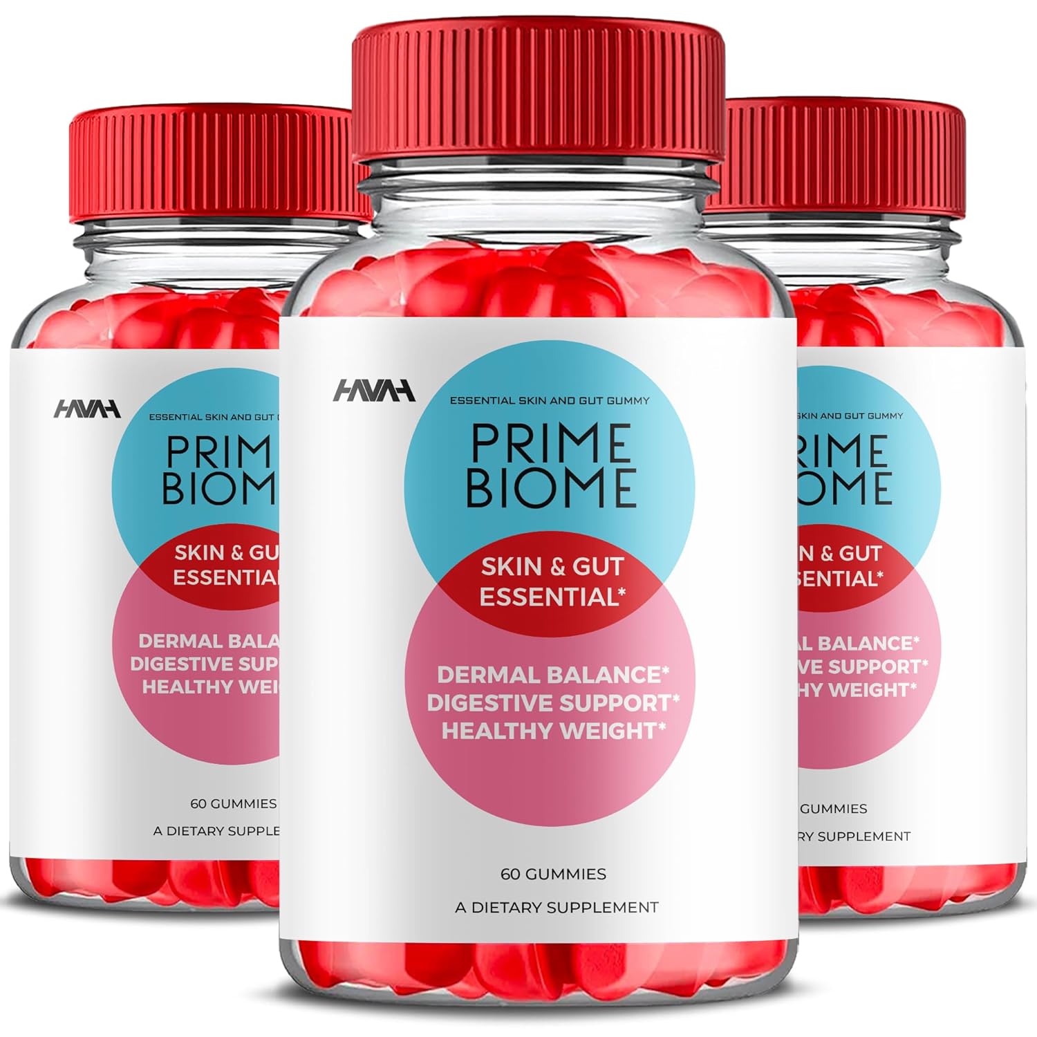 (3 Pacote) Gummy Prime Biome: Suporte para Pele e Intestino com Nutrientes Essenciais como Vitamina B12, B6 e Ácido Fólico