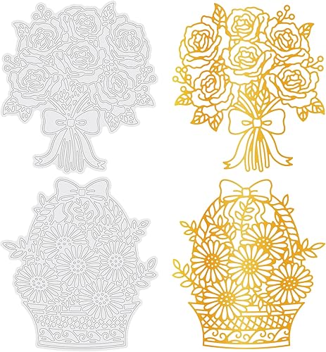 GLOBLELAND 2 piezas de ramo de rosas y margaritas, plato de papel de aluminio para bricolaje, álbumes de recortes, decoración de tarjetas de