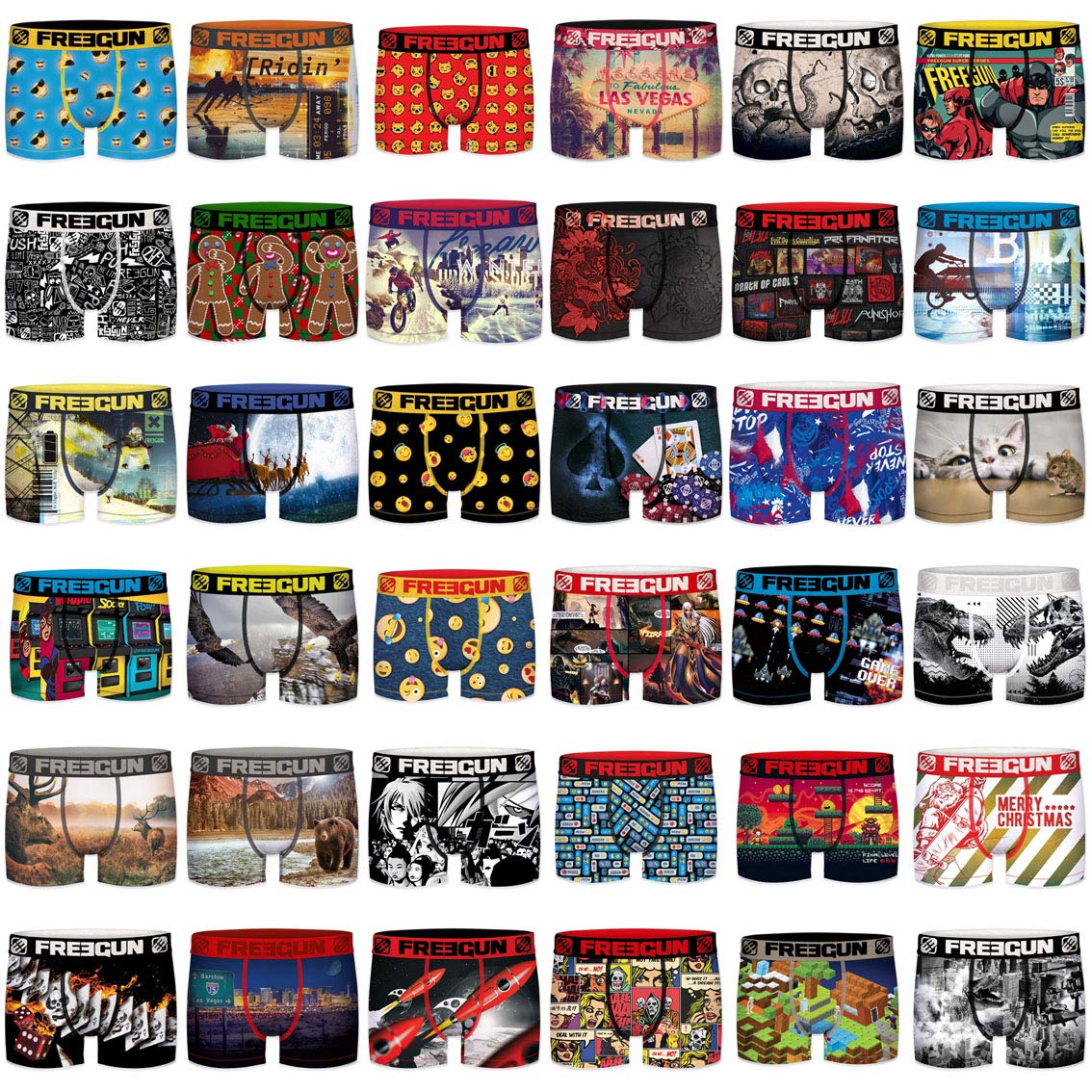 FREEGUN Pack Surprise Boxer Enfant sans Déformation, Modèle Aléatoire, Ajustement Parfait, Résistant et Multi-​Sport (Lot de 3), Bleu Taille 12 ans/​14 Ans