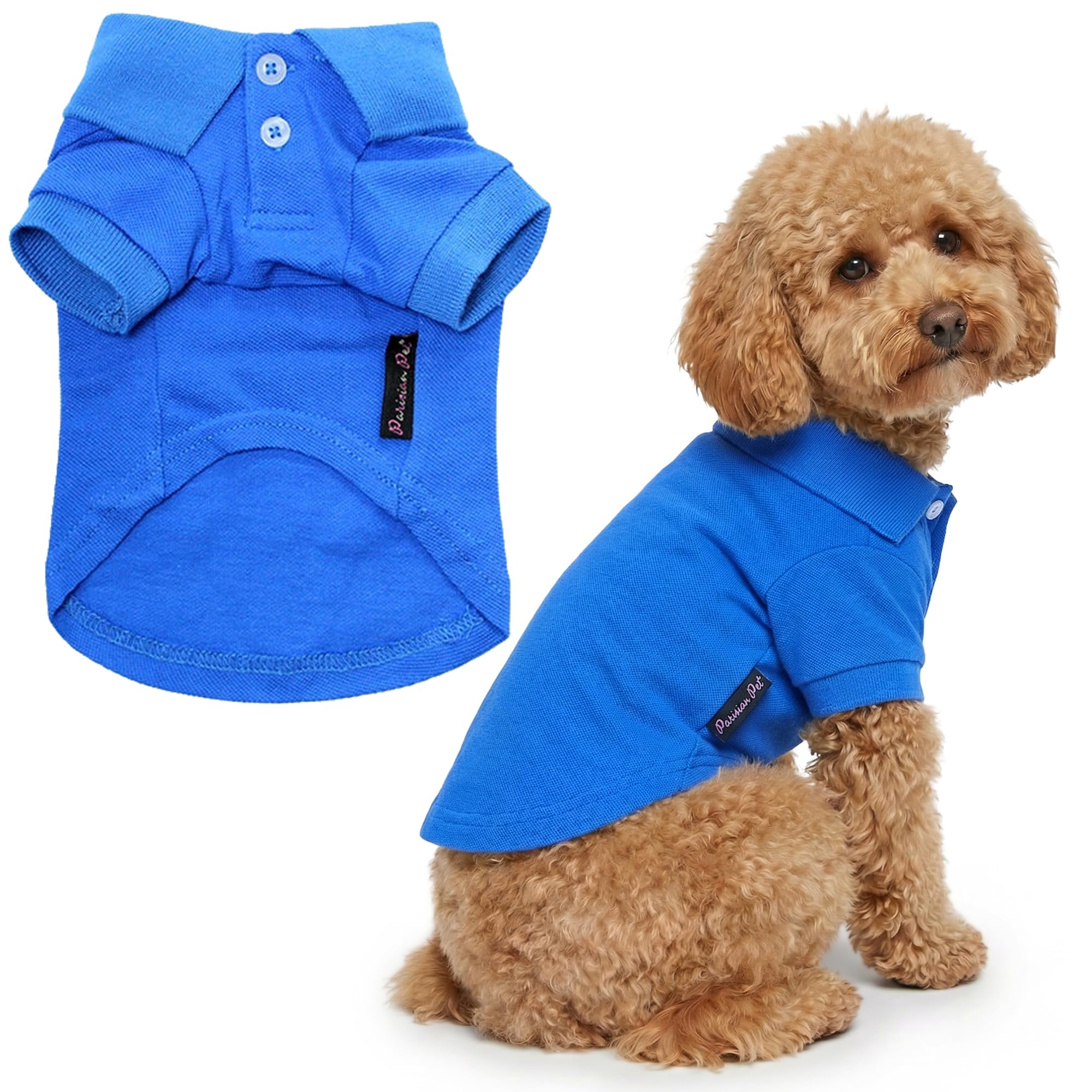 Amazon.com : Parisian Pet Dog Polo Shirt – Classic Blue Cotton Pet