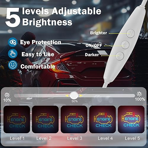 Miniatura 3 de Letrero de neón Check Engine para decoración de pared de garaje, letreros de neón Check Engine para taller de reparación de automóviles con letreros