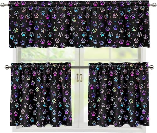 Miniatura 8 de Cortinas de Cocina con Patrón de Gallo Juego de 3 Piezas Elegante Juego de Cortinas de Cocina y Cenefas Elegante Juego de Cortinas de Sombra para