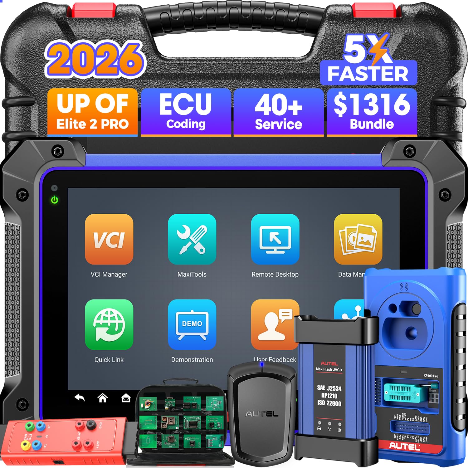 MaxiIM IM608 PRO 2 Scanner, 2026 IM608 PRO II Automotive Diagnostic Tool with $1316 Bundle, Advanced as Elite II Pro, 3000+ Tests, 40 Reset Services Bidirectional Tool, OS10 4/128GB CAN FD DoIP