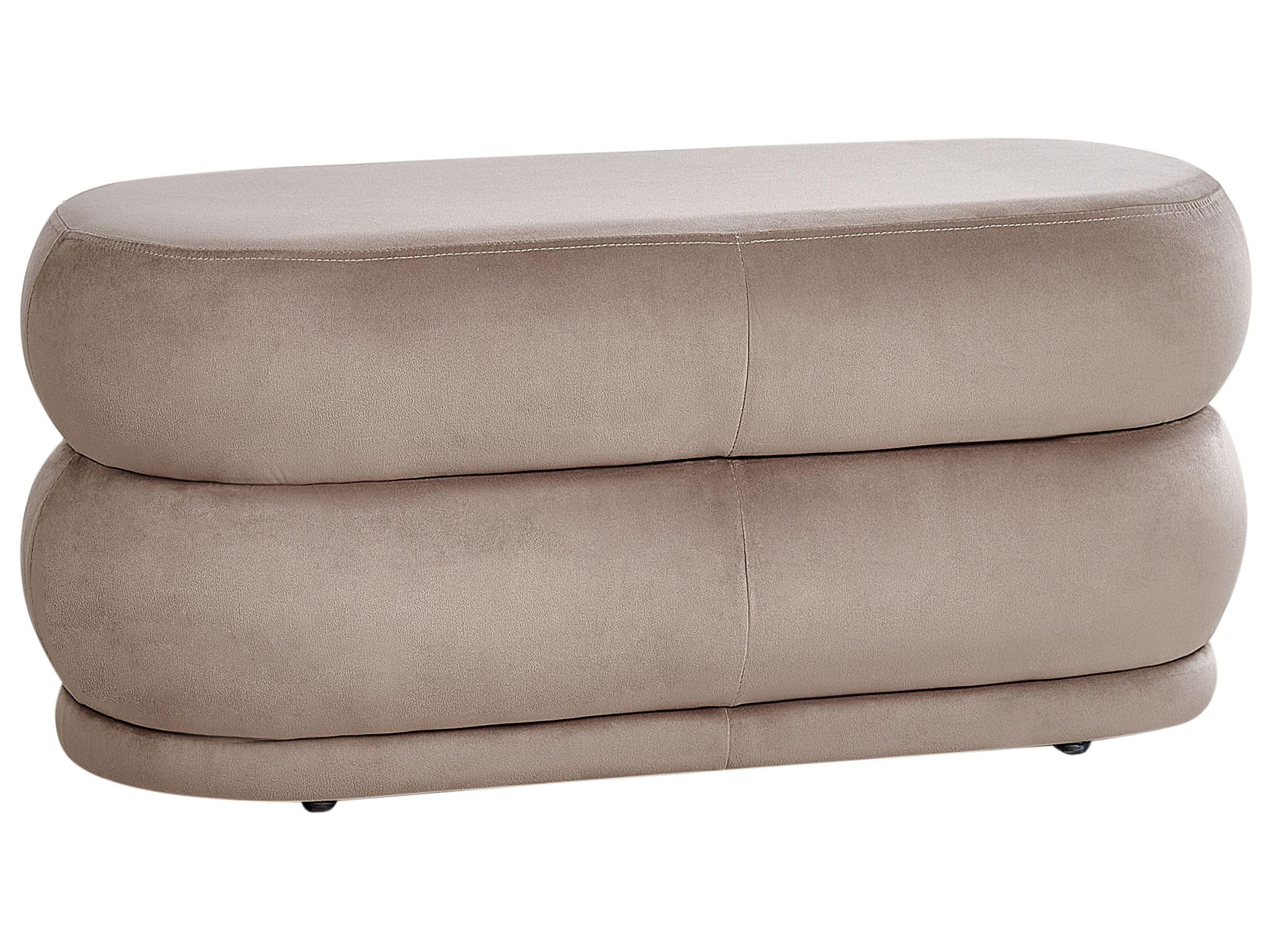 Banquette Moderne Pouf d'Appoint Rembourré en Velours Taupe Ellendale
