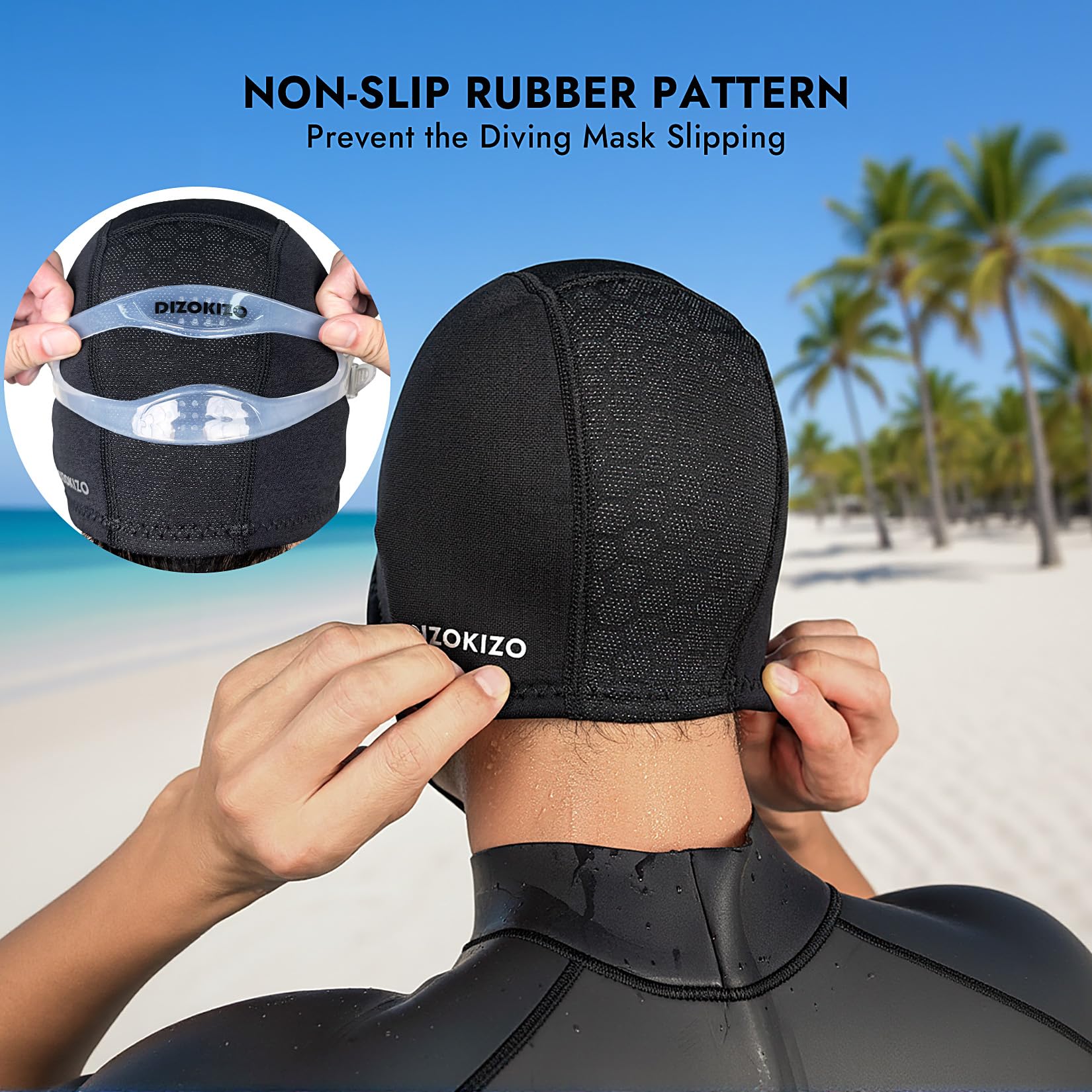 Bonnet de plongée Thermique en néoprène pour Homme et Femme avec mentonnières, Couvre-Chef de plongée de 3 mm pour Sports Nautiques, plongée avec Tuba, Kayak, Voile