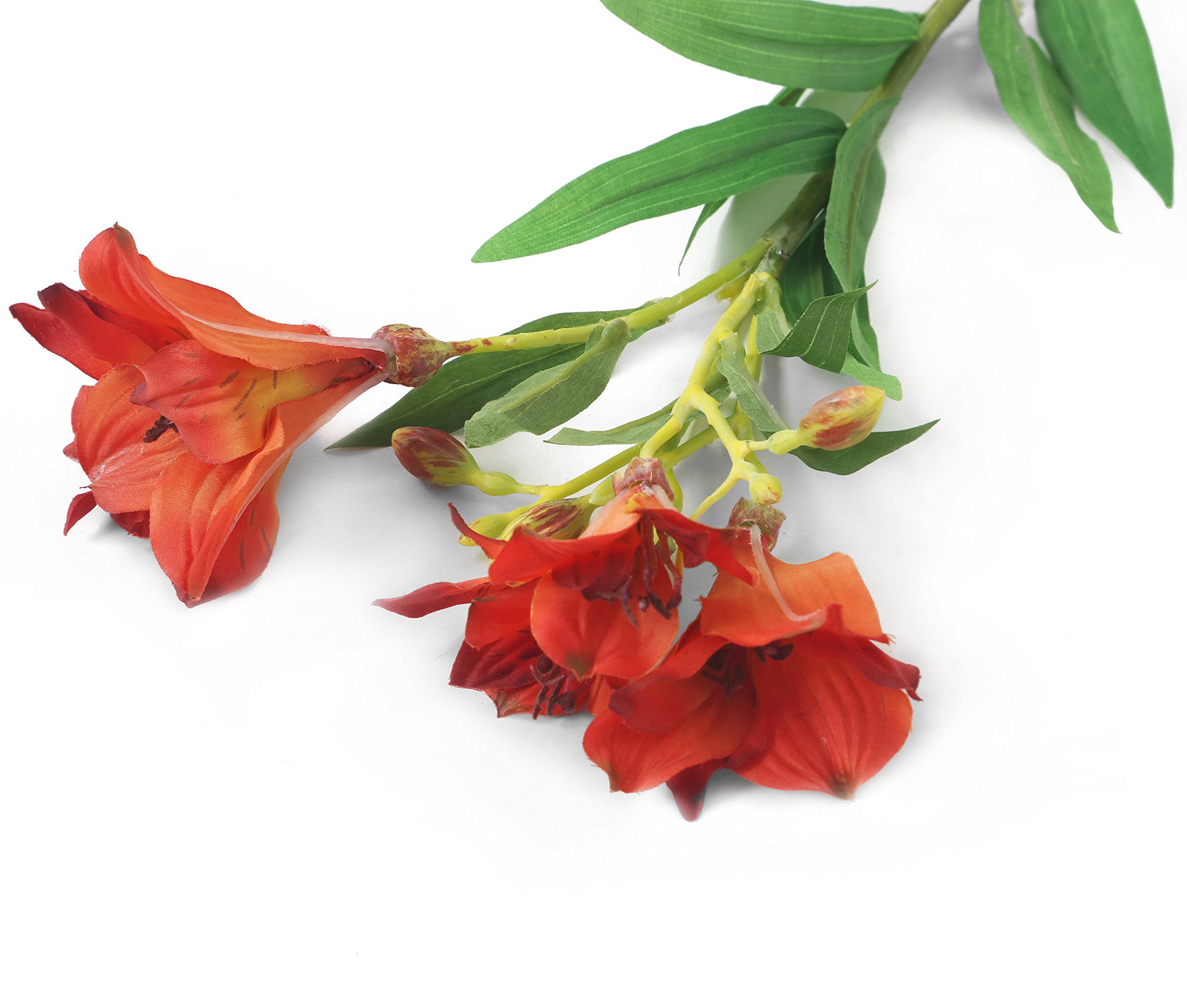 Floral Elegance Artificial 74cm Single Stem Deep Orange Peruvian Lily Flower - Image 4