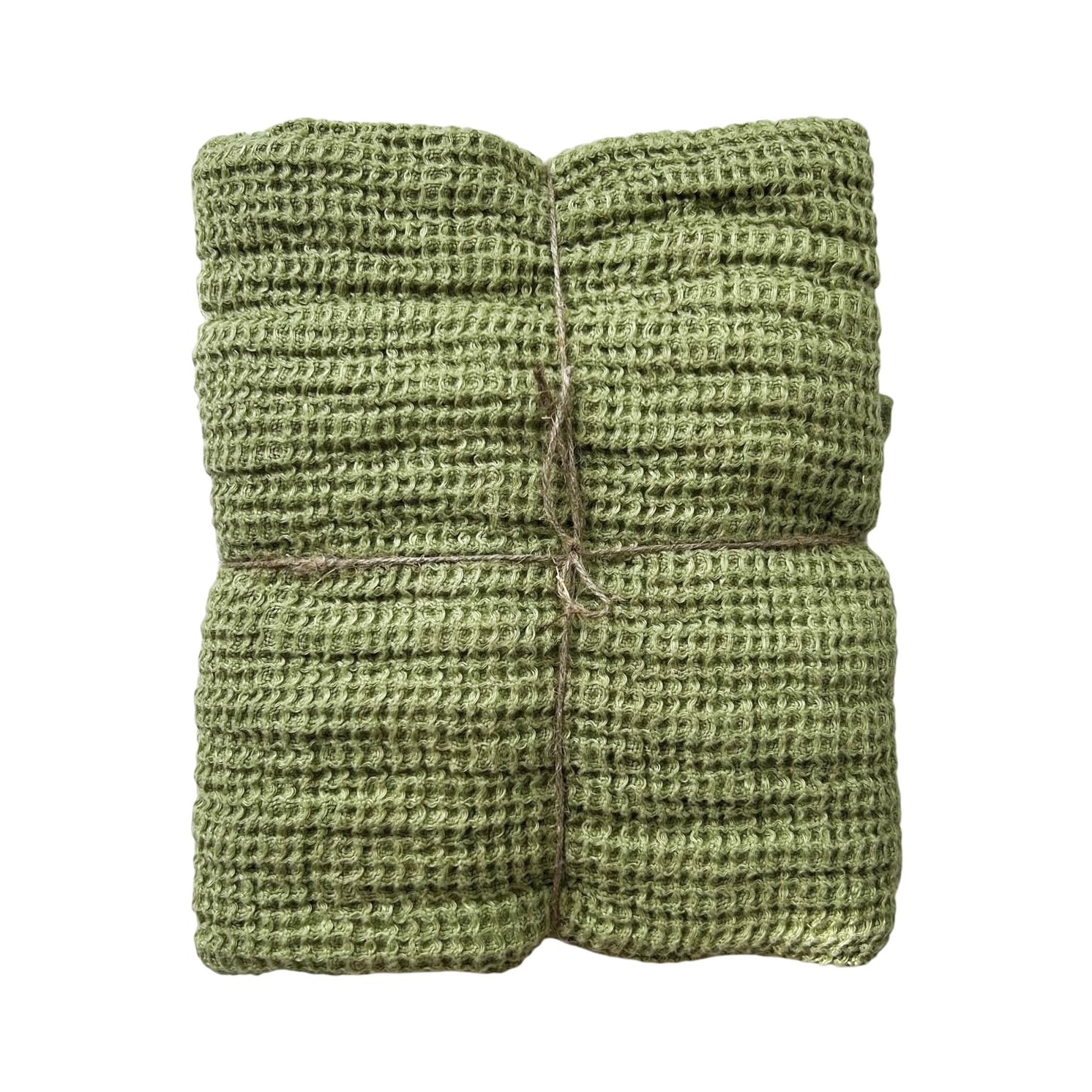 JOWOLLINA 2-er Set Hand & Gästetücher 100% Leinen Stonewashed Waffelpique (Sage, 2St. 50 x 70 cm)