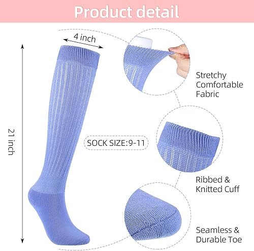 Miniatura 3 de SATINIOR 10 pares de calcetines de punto holgados para mujer, calcetines altos hasta la rodilla, cálidos, largos, apilados (color brillante), Bright