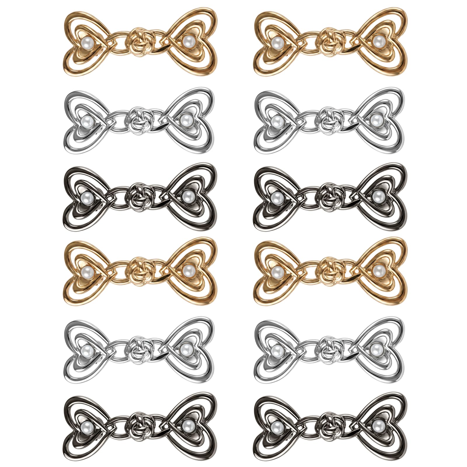 Zirax 12 PCS Bow Waist Tightener Clips for Pants, No Sewing Adjustable Waistband Tightener, Reusable Metal Waist Cincher Clip for Loose Jeans, Skirts and Trousers