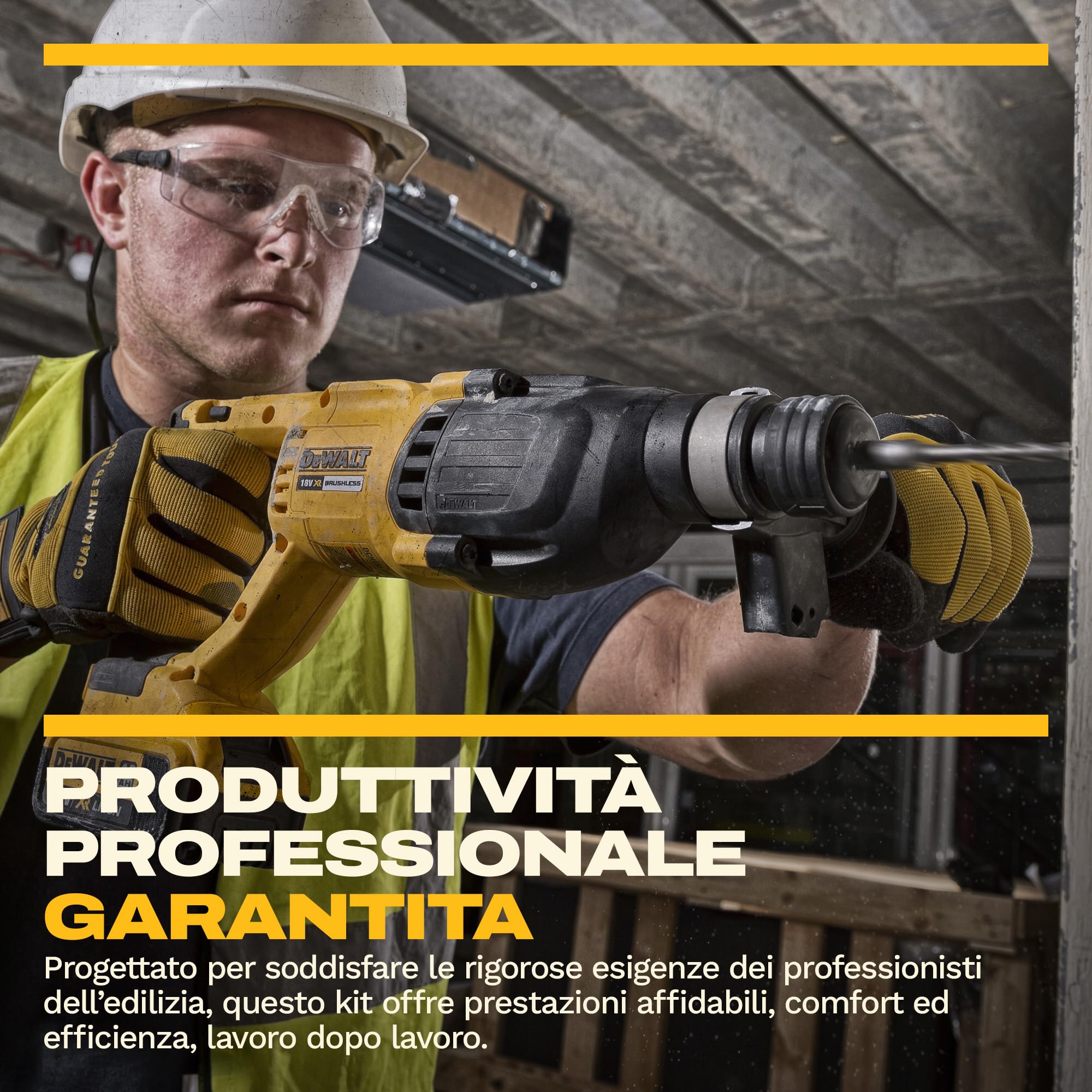 DEWALT Kit Combo 18V 4PC (trapano avvitatore compatto, avvitatore ad impulsi, martello rotante 18V SDS-Plus, smerigliatrice angolare 125mm) con 3 batterie 4Ah in borsa morbida, DCK424M3-QW