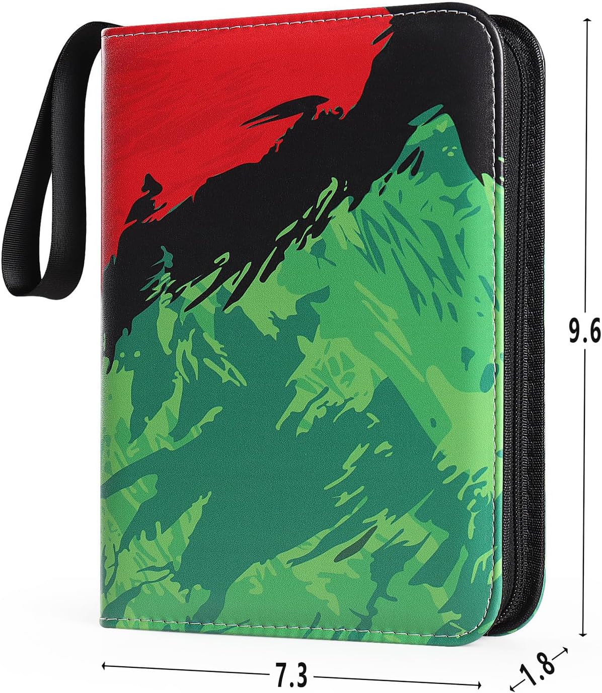 VEELAM 4 Pocket Card Binder, 3-Ring Trading Card Binder with Zipper for 400 Cards Collection, Red Green