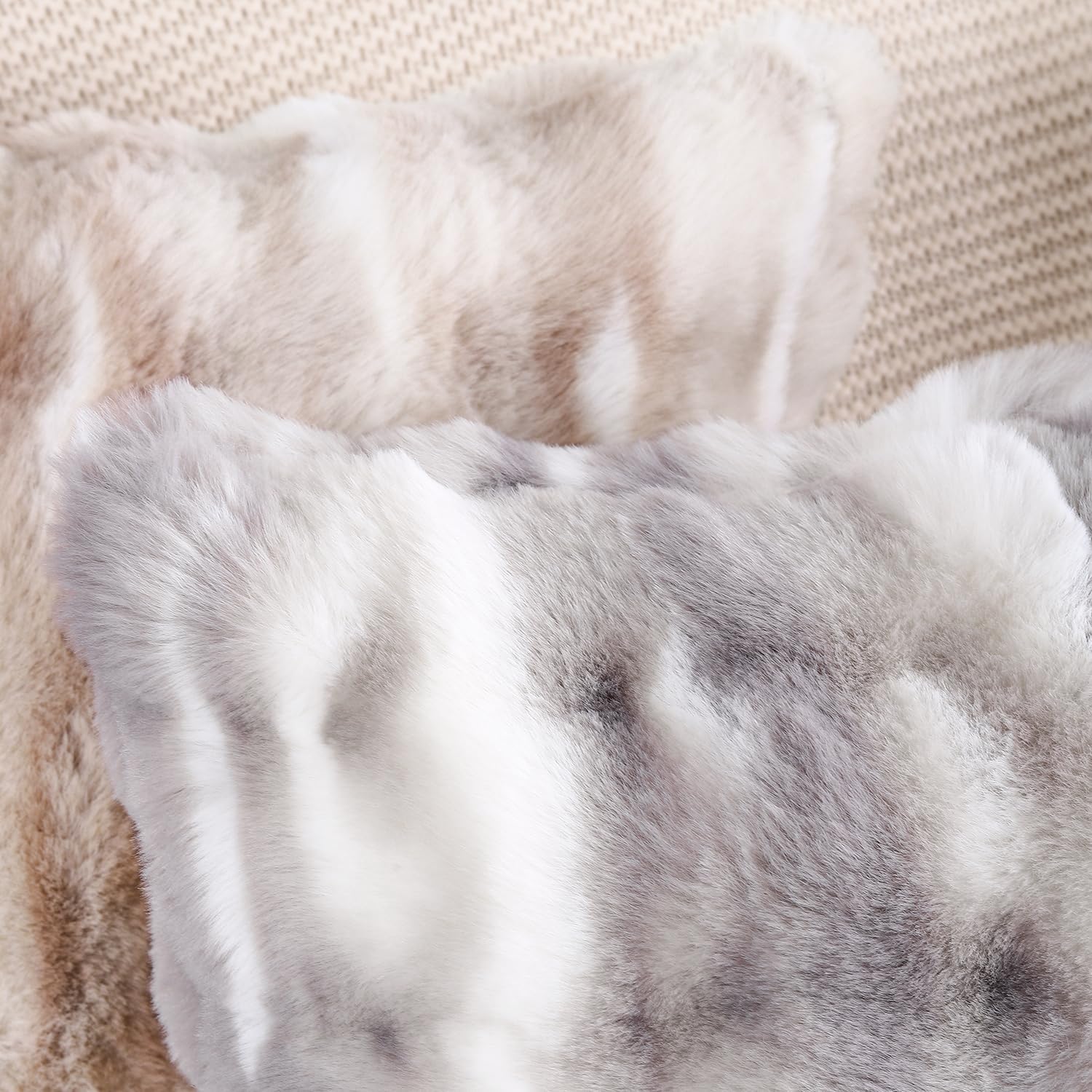 MADIZZ Pack of 2 Thick Plush Wool Throw Pillow Covers 18x18 Inch White Grey Soft Neutral Decorative Throw Pillows Accent Boho Cushion Covers for Couch Sofa Bedroom Pillow Shell - Image 5