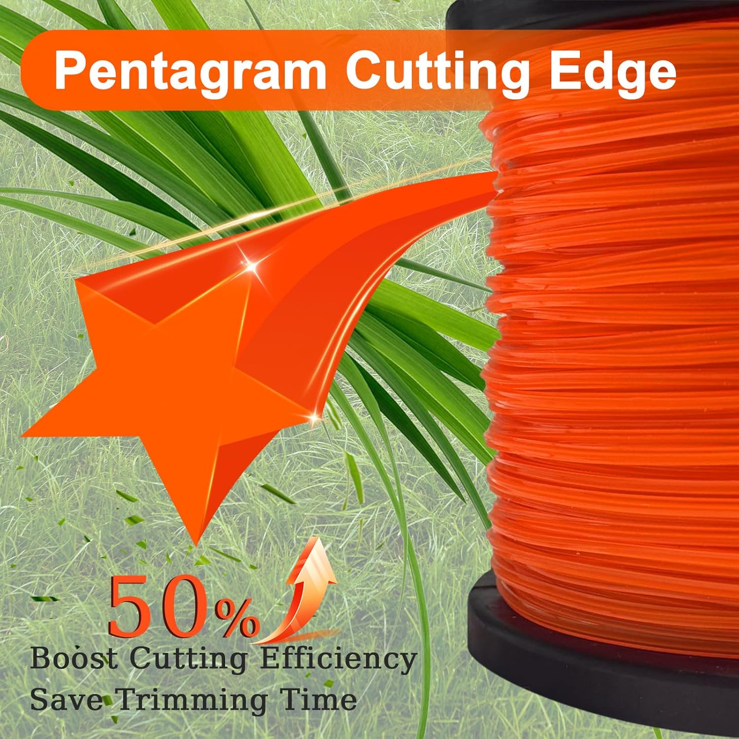 String Trimmer Line 0.105-Inch 5LB Weed Wacker String Commercial Grade Orange Pentagon Weed Eater String for Most String Trimmer,Multi-Head String Trimmer Attachment