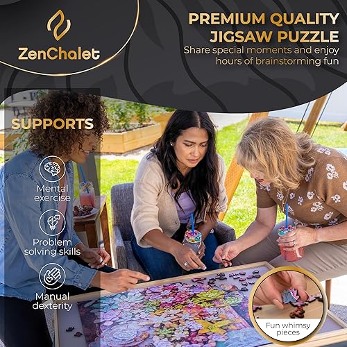 Miniatura 5 de ZenChalet Garden Succulents - Rompecabezas de madera prémium de 1000 piezas para adultos, piezas de forma única con construcción de madera duradera,