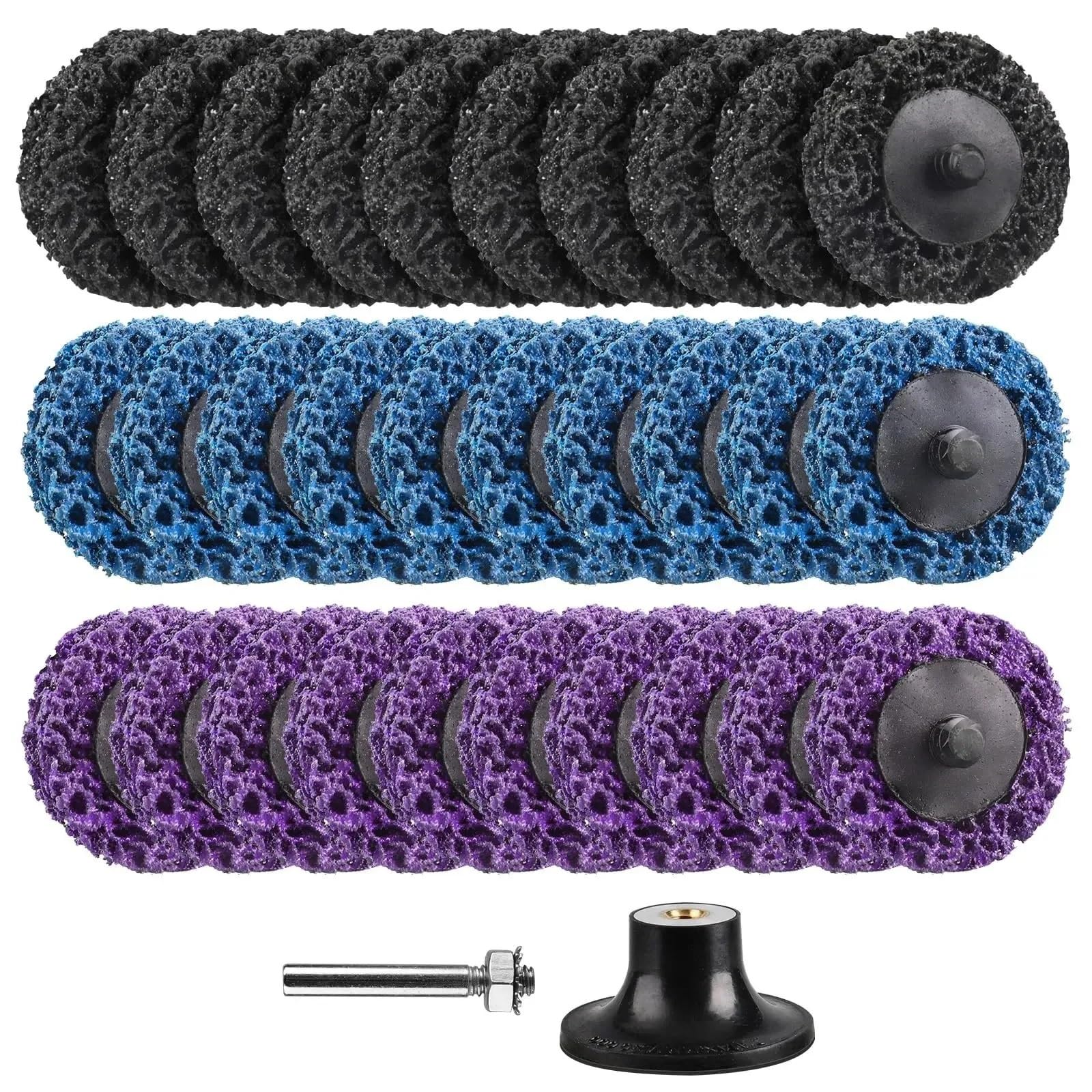 31pcs 2 Inch Strip Discs Set, 1/4" Shank Quick Change Abrasive Wheels for Drill Die Grinder, Surface Prep