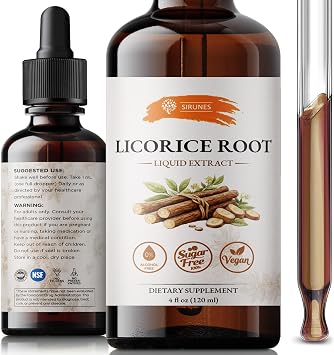 SIRUNES Licorice Root Extract Liquid Drops Alcohol Free Licorice Tincture with Vegetable Glycerin Glycyrrhiza Glabra Herbal Extract Natural Botanical Supplement 4 fl oz 120 ml
